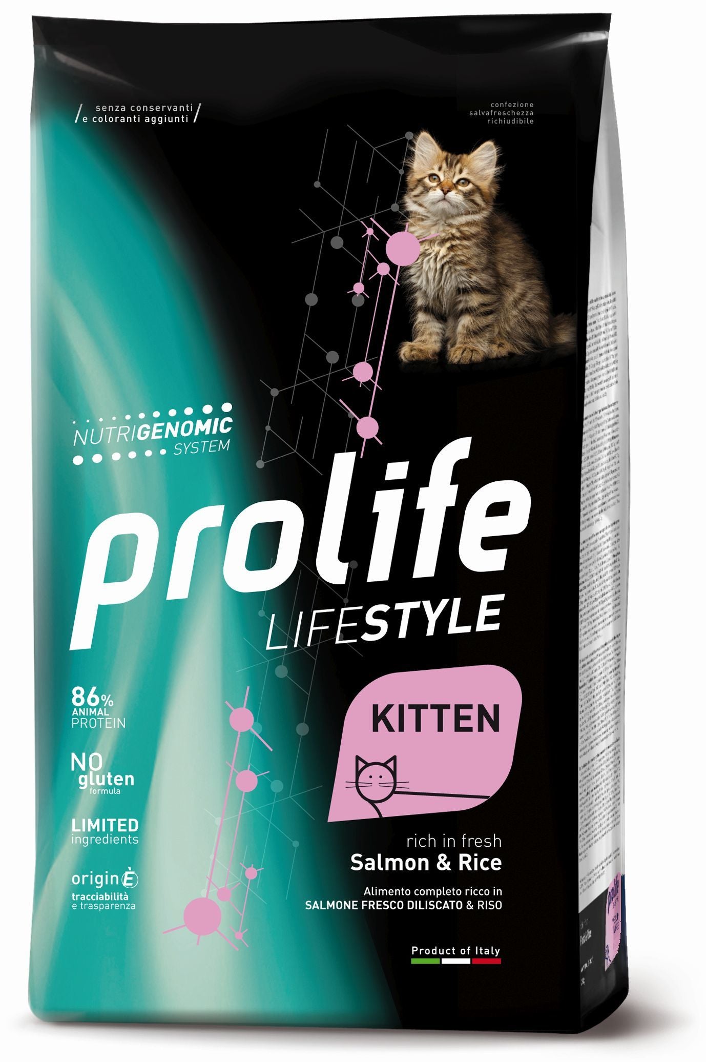 Crocchette Prolife Life Style Kitten Salmone E Riso 1,5 kg per gattini da 1 a 12 mesi Crocchette Prolife Life Style Kitten Salmone E Riso 1,5 kg per gattini da 1 a 12 mesi